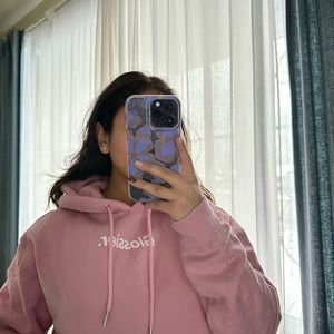 Glossier pink hoodie